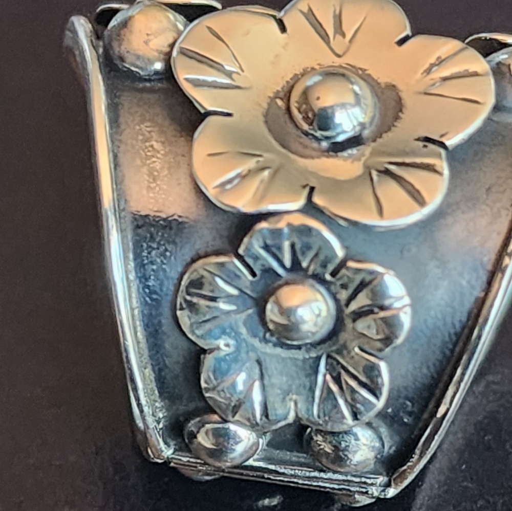 🌼Floral SilverTaxco Made Ring Adjustable Fits Size 6-8 - Picture 5 of 16